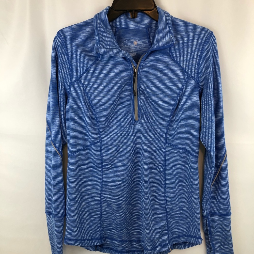 Tangerine Wonens Sz S 1/4 Zip Athletic Blue Top